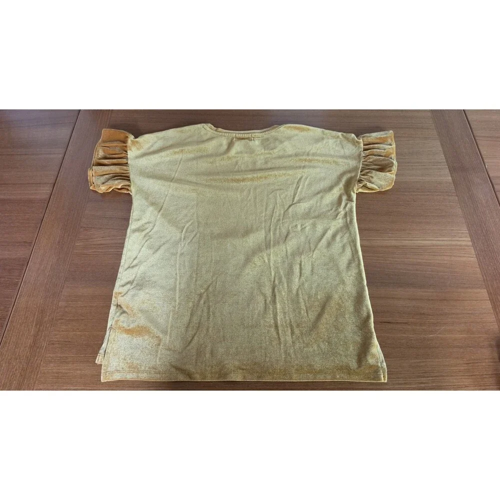Old Navy Girl's Velvet Ruffled Short Sleeve Yellow Top Size L (10-12)